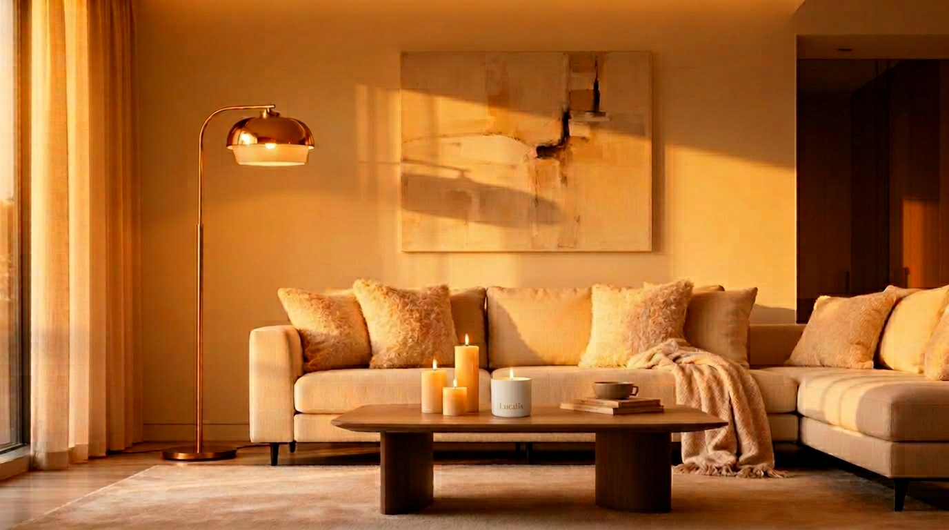Modern living room with warm décor